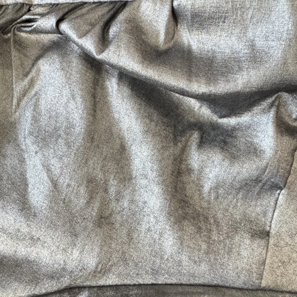 Jessica McClintock Silver Metallic Ruched V-Neck Mini Dress 14 Lace Back Prom - Picture 9 of 9